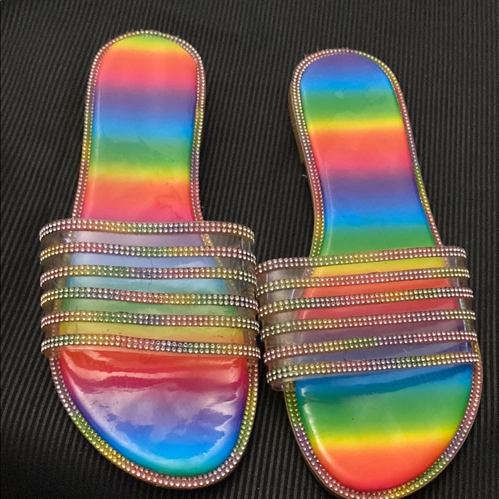 Rhinestone Embellished Slide Sandals